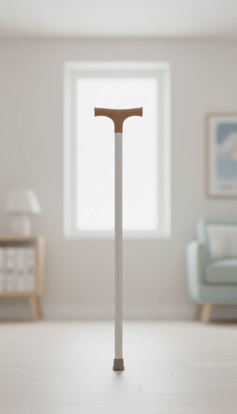 Mobility Support Cane with Brushed Metal Handle